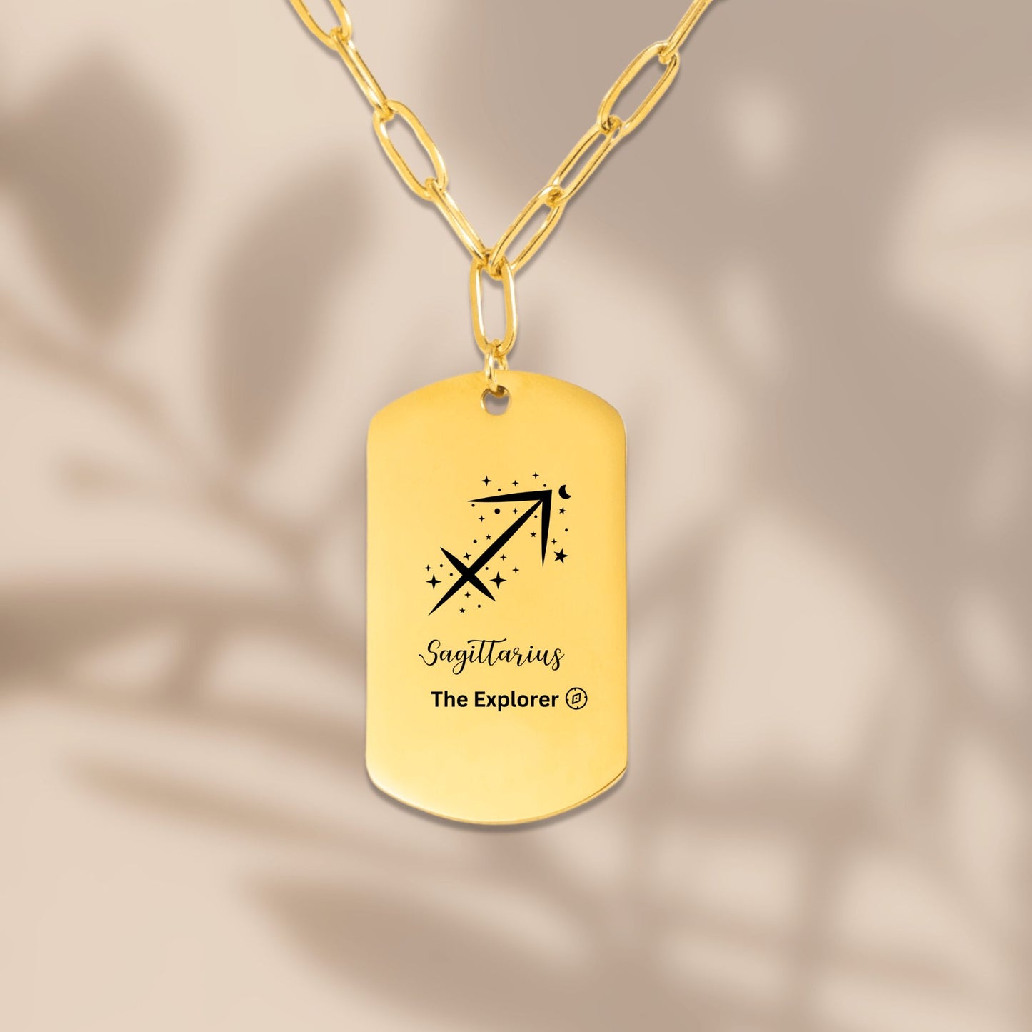 Paperclip Tag Necklace Sagittarius The Explorer Zodiac Tag Pendant November December Birthday Gift Gold Paperclip Chain Adventure Necklace