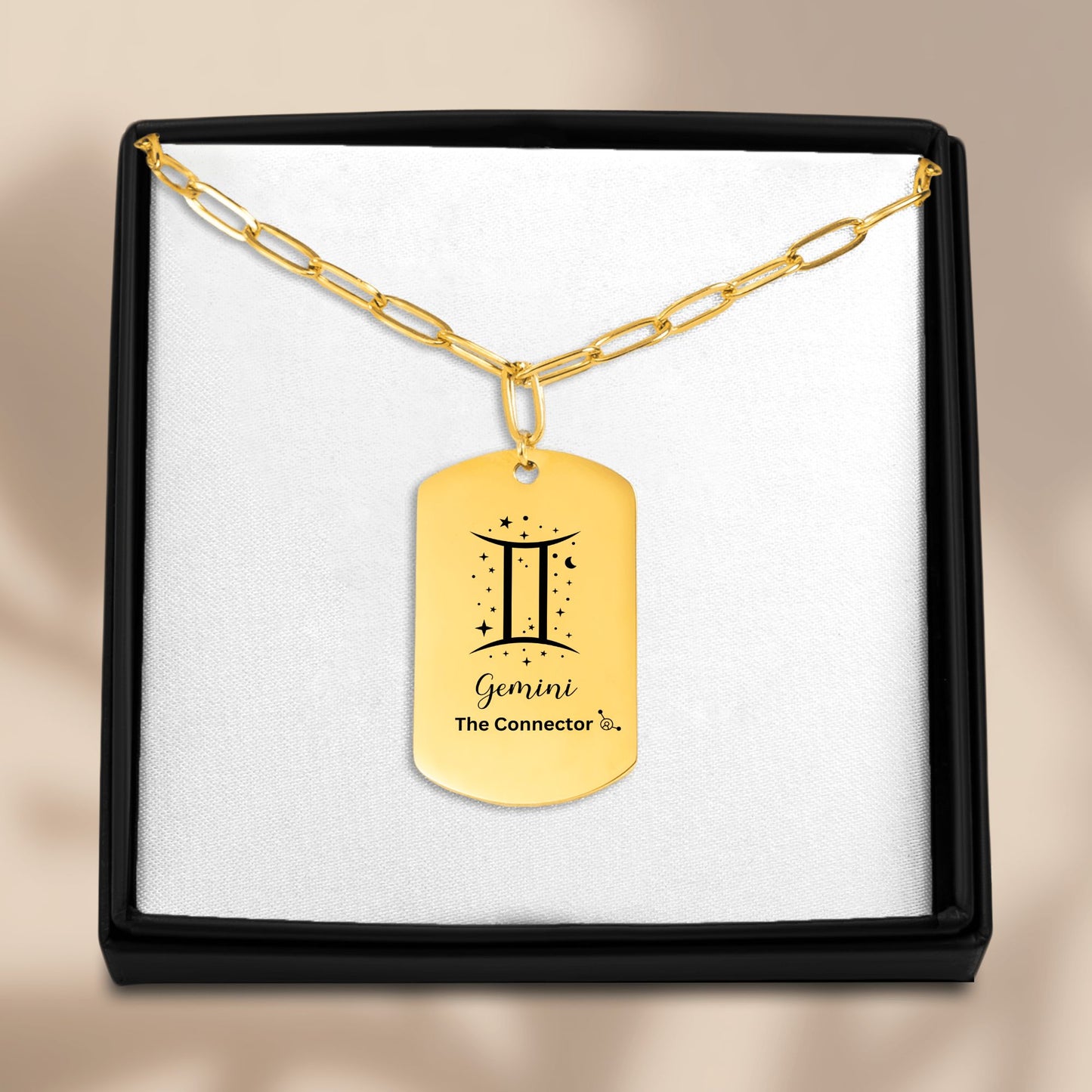 Paperclip Tag Necklace Gemini The Connector Zodiac Tag Pendant May June Birthday Gift Gold Paperclip Chain Celestial Necklace Gemini Gift