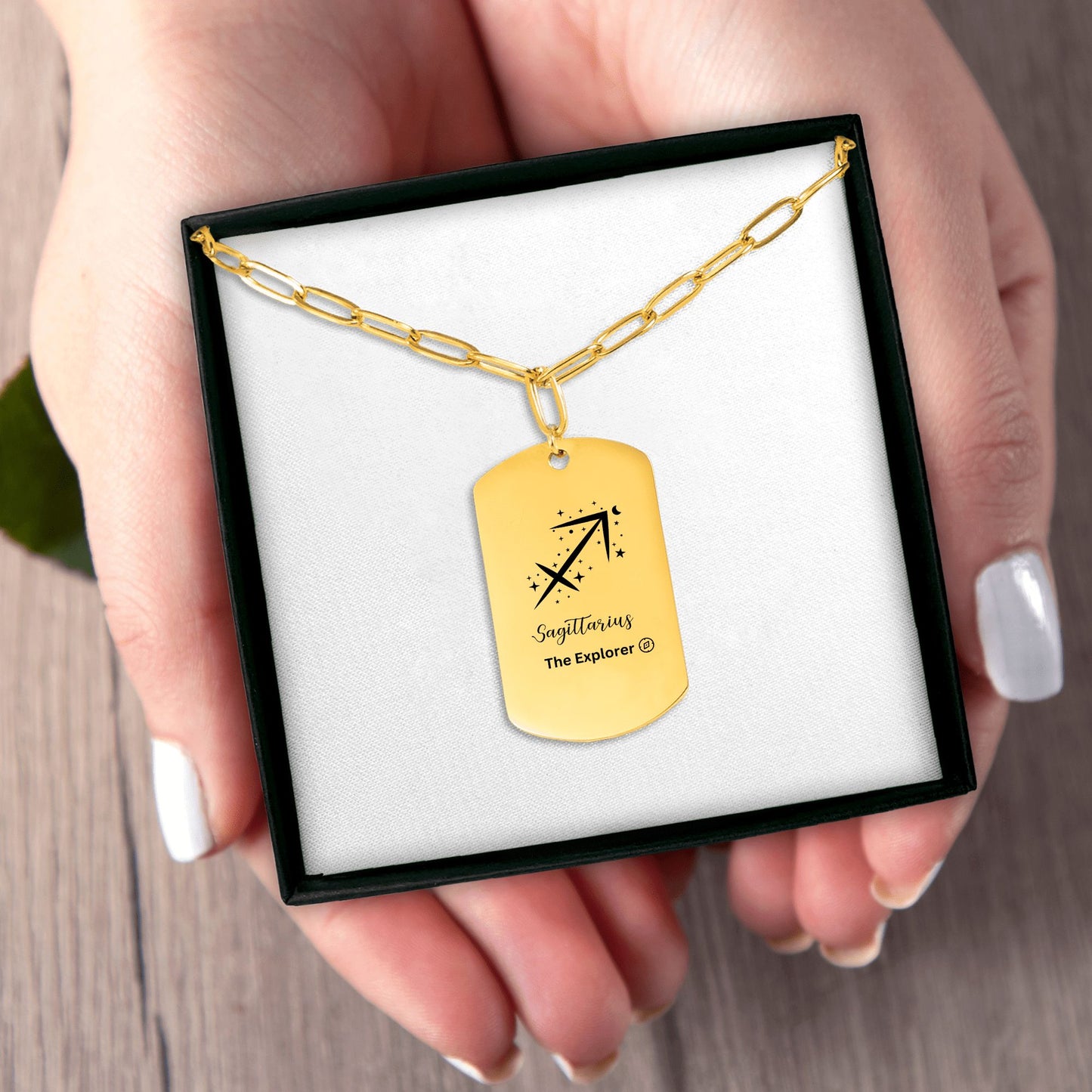 Paperclip Tag Necklace Sagittarius The Explorer Zodiac Tag Pendant November December Birthday Gift Gold Paperclip Chain Adventure Necklace