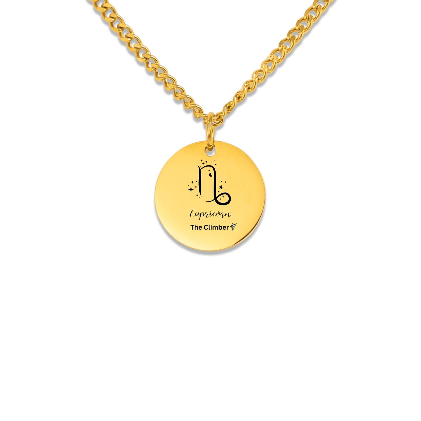 Cuban Coin Necklace Capricorn The Climber Zodiac Coin Pendant December January Birthday Gift Gold Cuban Chain Astrology Necklace