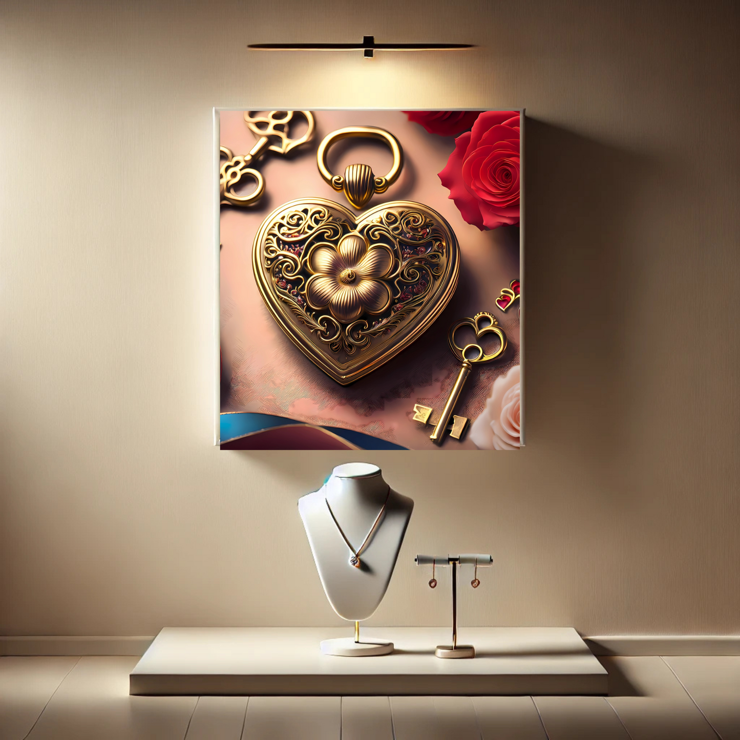 Heart Locket Rose Digital Design Valentine Marketing Social Media Business Romance Collection Pendant Art Download