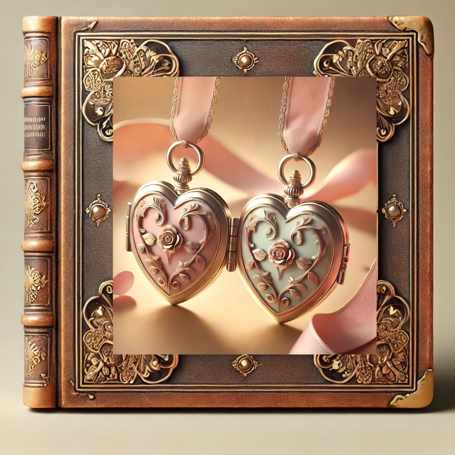 Vintage Heart Locket Digital Design Wedding Anniversary Birthday Engagement Marketing Social Media Business Download