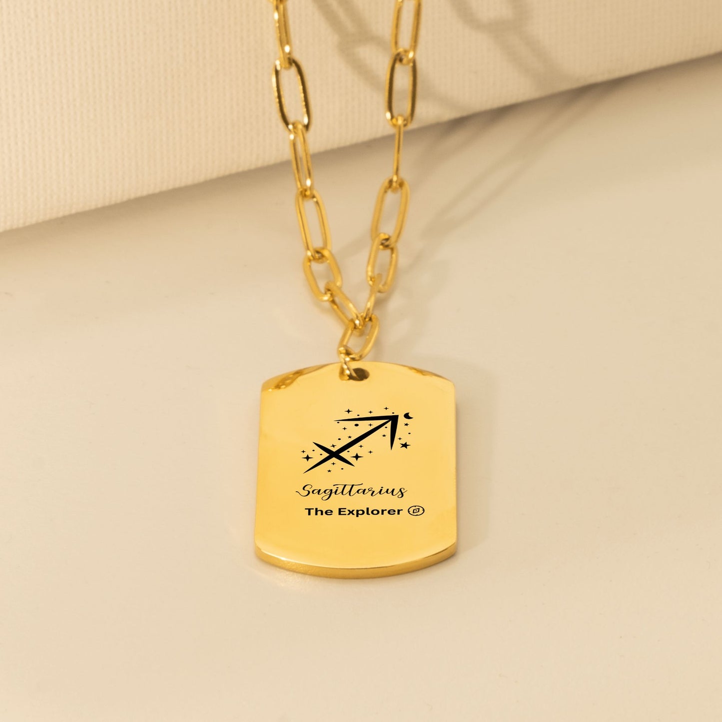 Paperclip Tag Necklace Sagittarius The Explorer Zodiac Tag Pendant November December Birthday Gift Gold Paperclip Chain Adventure Necklace