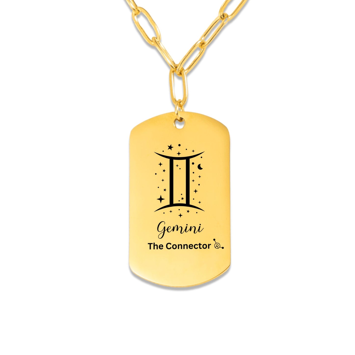 Paperclip Tag Necklace Gemini The Connector Zodiac Tag Pendant May June Birthday Gift Gold Paperclip Chain Celestial Necklace Gemini Gift