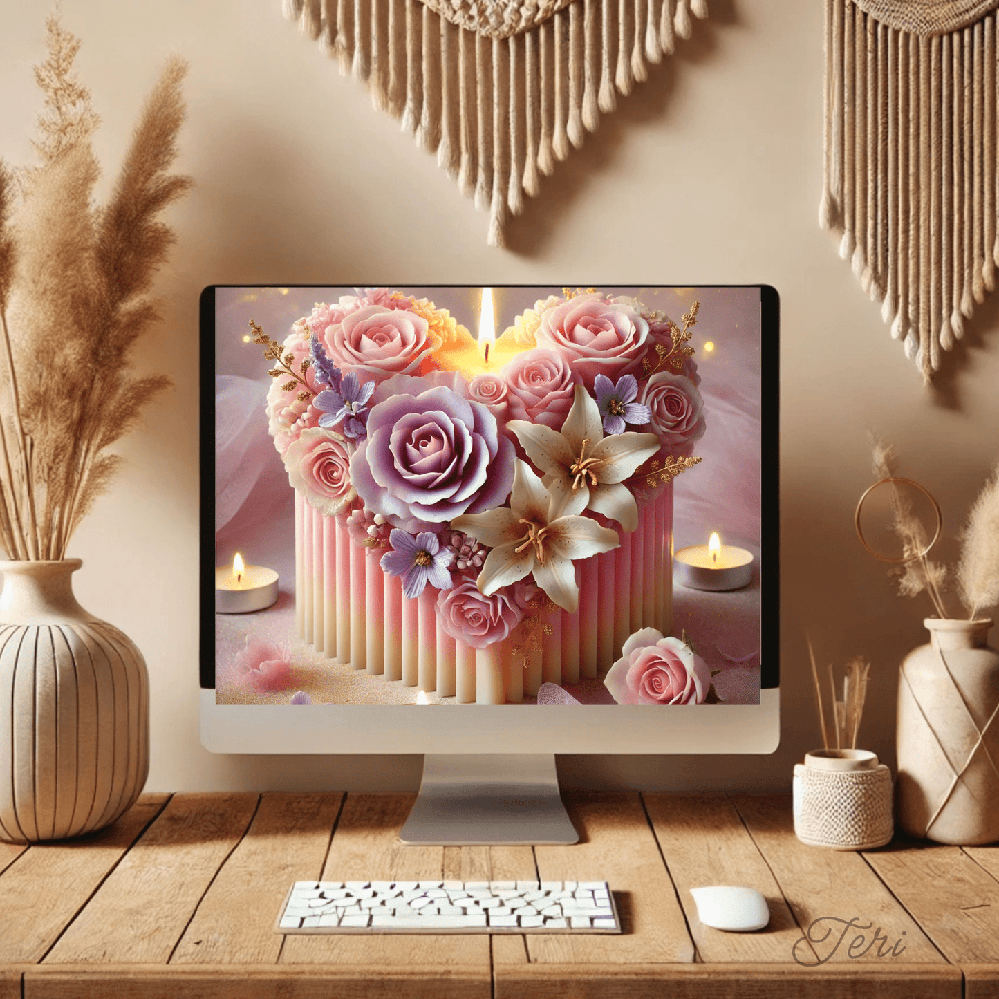 Blooming Garden Candle Art - Digital Download - Tanglenami